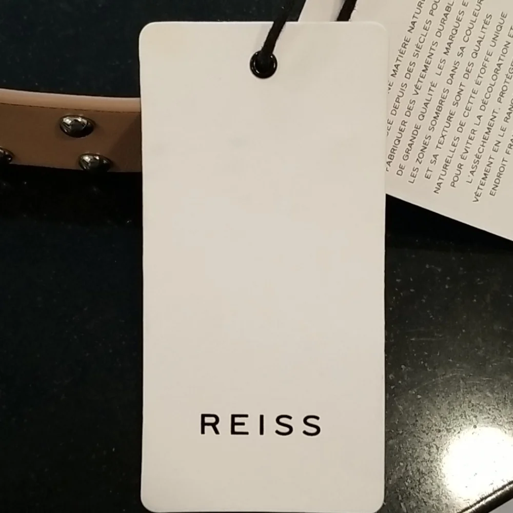 💕REISS💕 Emin Studded Wide Leather Belt ~ Nude XS